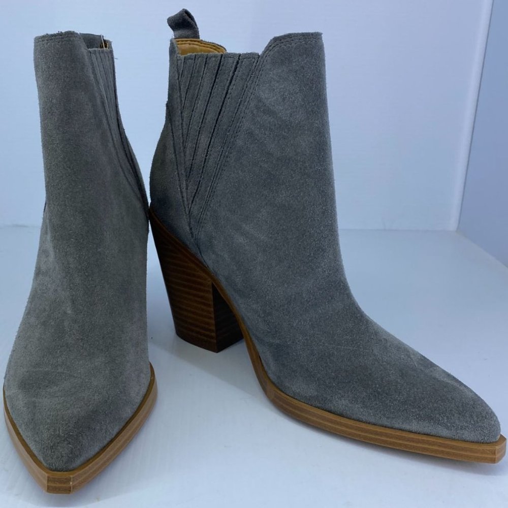 Marc Fisher Mlgardi Size 8m Leather Suede Ankle Booties Womens Gray